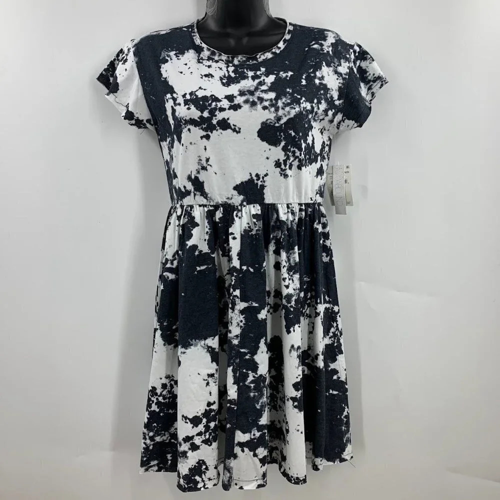 Abound Women's Short Cap Sleeve Raw Edge Crew Neck T Shirt Mini Dress SZ XS NWT